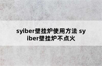 syiber壁挂炉使用方法 syiber壁挂炉不点火